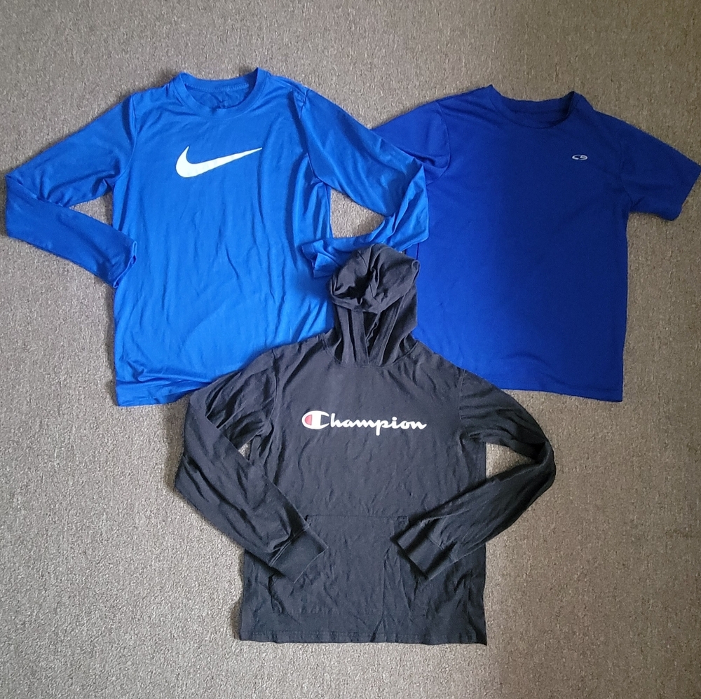Boys Bundle of 3 Size XL 14 Shirts Dri-fit & Sports Hooded Hoodie